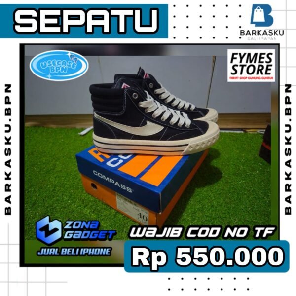 Sepatu Compass HI Retrogade (Black White)