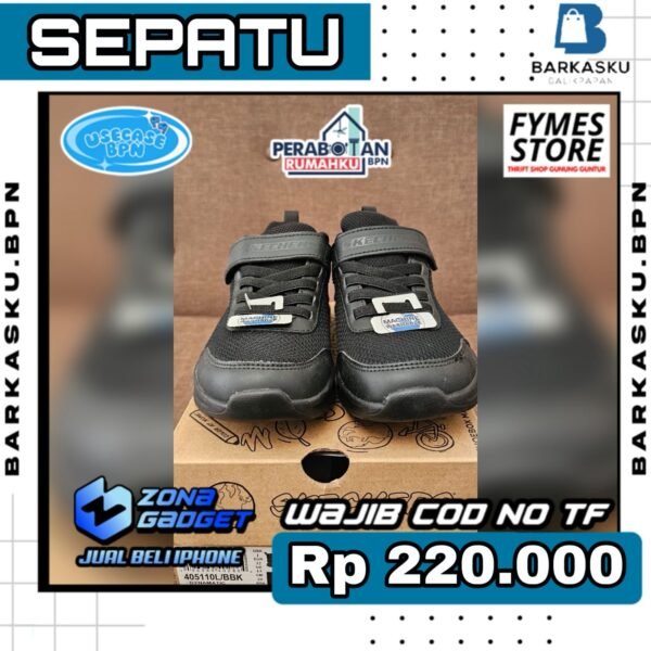 Sepatu Skechers Anak (Full Hitam) EU 32